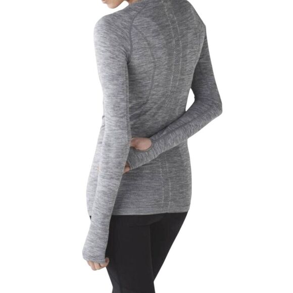 LULULEMON ATHLETICA Swiftly Tech Long Sleeve in Heathered Slate Size 4 - Picture 2 of 4